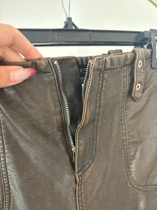 Atelier Redesign Faux Leather wide leg flare leg pants eclectic boho - Picture 4 of 9